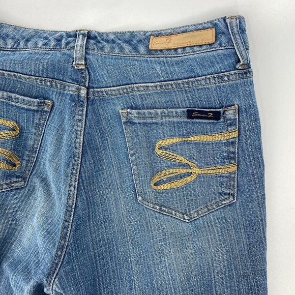 Seven 7 Flare Jeans Distressed Stretch Denim Cotton Blend Women's Size 8 - Picture 6 of 14
